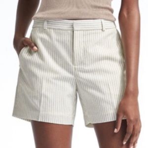 Banana Republic 10” Tan and White Striped Shorts